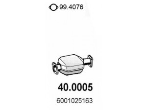 ASSO 40.0005 katalizatoriaus keitiklis 
 Išmetimo sistema -> Katalizatoriaus keitiklis
6001022526, 6001025163, 6001025303