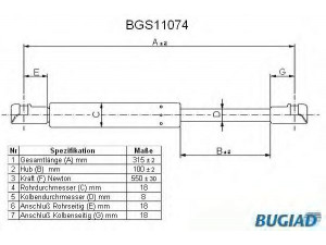 BUGIAD BGS11074 dujinė spyruoklė, galinis langas 
 Kėbulas -> Dujinės spyruoklės
7L6 845 587A