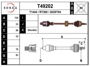 EAI T49202 kardaninis velenas 
 Ratų pavara -> Kardaninis velenas
8200626991