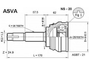 ASVA NS-20 jungčių komplektas, kardaninis velenas 
 Ratų pavara -> Sujungimai/komplektas
39100-64Y00, 39100-64Y05, 39100-64Y10