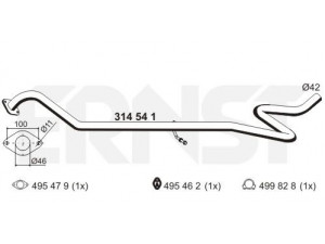 ERNST 314541 išleidimo kolektorius 
 Išmetimo sistema -> Išmetimo vamzdžiai
1 521 767, 1 556 636, 1 673 759