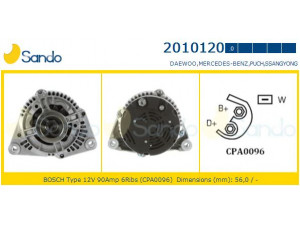 SANDO 2010120.0 kintamosios srovės generatorius 
 Elektros įranga -> Kint. sr. generatorius/dalys -> Kintamosios srovės generatorius
0091543002, 0091543502, 0091545802