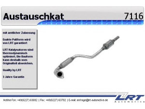 LRT 7116 katalizatoriaus keitiklis 
 Išmetimo sistema -> Katalizatoriaus keitiklis
58.54.196, 5854400, 854 441, 24418588