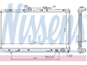 NISSENS 64664A radiatorius, variklio aušinimas 
 Aušinimo sistema -> Radiatorius/alyvos aušintuvas -> Radiatorius/dalys
16400-0B010, 16400-64730, 16400-64731