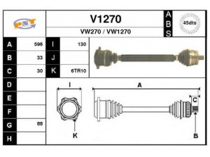 SNRA V1270 kardaninis velenas
8D0407271BJ
