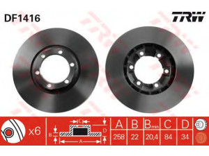 TRW DF1416 stabdžių diskas 
 Dviratė transporto priemonės -> Stabdžių sistema -> Stabdžių diskai / priedai
MB407031