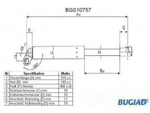 BUGIAD BGS10757 dujinė spyruoklė, bagažinė 
 Priedai -> Bagažinė/pakrovimo skyrius
51248171480
