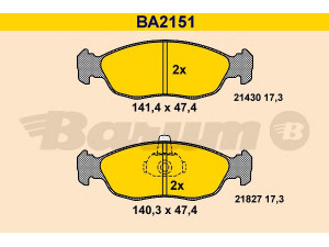 BARUM BA2151 stabdžių trinkelių rinkinys, diskinis stabdys 
 Techninės priežiūros dalys -> Papildomas remontas
4251 38, 4251 39, 4251 70, 4251 34