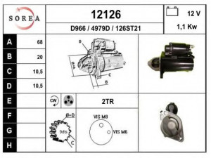 EAI 12126 starteris 
 Elektros įranga -> Starterio sistema -> Starteris
55556092, 55556093, 6202084, 71748653