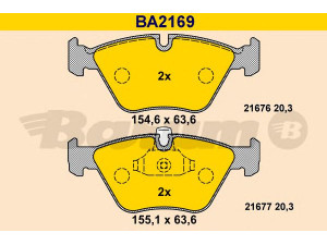 BARUM BA2169 stabdžių trinkelių rinkinys, diskinis stabdys 
 Techninės priežiūros dalys -> Papildomas remontas
34 11 1 163 387, 34 11 1 163 953