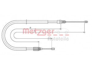 METZGER 10.6696 trosas, stovėjimo stabdys 
 Stabdžių sistema -> Valdymo svirtys/trosai
7700 424 922, 7700 834 654