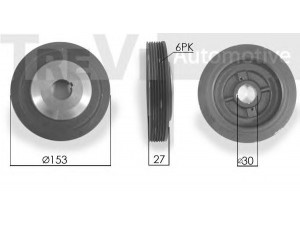 TREVI AUTOMOTIVE PC1051 skriemulys, alkūninis velenas 
 Diržinė pavara -> Dirželio skriemulys
96178941, 9617894180, 96178941
