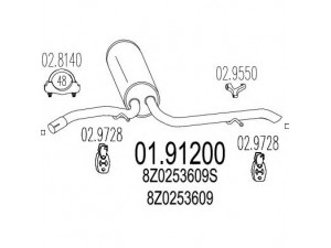 MTS 01.91200 galinis duslintuvas 
 Išmetimo sistema -> Duslintuvas
8Z0253609, 8Z0253609S