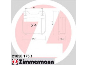 ZIMMERMANN 21050.175.1 stabdžių trinkelių rinkinys, diskinis stabdys 
 Techninės priežiūros dalys -> Papildomas remontas
1605006, 1605026, 90487271