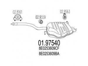 MTS 01.97540 galinis duslintuvas 
 Išmetimo sistema -> Duslintuvas
8E0253609BA, 8E0253609CF