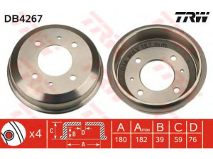 TRW DB4267 stabdžių būgnas 
 Stabdžių sistema -> Būgninis stabdys -> Stabdžių būgnas
5841122100