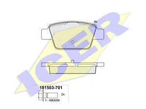 ICER 181503-701 stabdžių trinkelių rinkinys, diskinis stabdys 
 Techninės priežiūros dalys -> Papildomas remontas
7 177 222 5, 7 736 227 1, 7 736 276 8