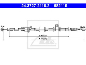ATE 24.3727-2116.2 trosas, stovėjimo stabdys 
 Stabdžių sistema -> Valdymo svirtys/trosai
MR475555