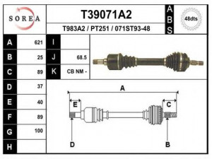 EAI T39071A2 kardaninis velenas 
 Ratų pavara -> Kardaninis velenas
32725P, 32726P