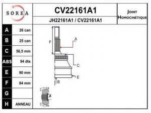 EAI CV22161A1K jungčių komplektas, kardaninis velenas 
 Ratų pavara -> Sujungimai/komplektas