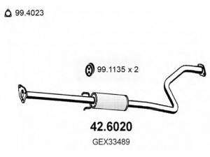 ASSO 42.6020 vidurinis duslintuvas 
 Išmetimo sistema -> Duslintuvas
GEX33489, WCE033489