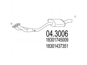 MTS 04.3006 katalizatoriaus keitiklis 
 Išmetimo sistema -> Katalizatoriaus keitiklis
18301437351, 18301745009