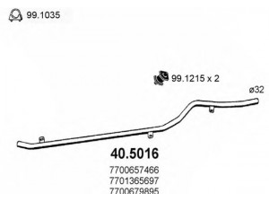 ASSO 40.5016 išleidimo kolektorius 
 Išmetimo sistema -> Išmetimo vamzdžiai
7700656466, 7700657466, 7700679895