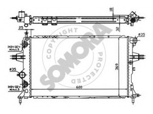 SOMORA 211742 radiatorius, variklio aušinimas 
 Aušinimo sistema -> Radiatorius/alyvos aušintuvas -> Radiatorius/dalys
09119483, 1300197, 1300241