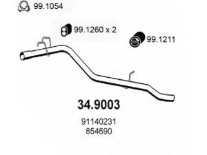 ASSO 34.9003 išleidimo kolektorius 
 Išmetimo sistema -> Išmetimo vamzdžiai
854690, 854693, 91140231, 91152610