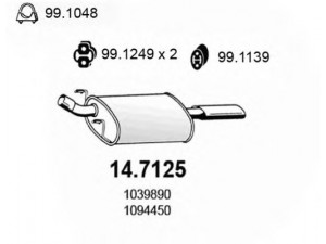 ASSO 14.7125 galinis duslintuvas 
 Išmetimo sistema -> Duslintuvas
1039890, 1094450, 1205937, 1486339