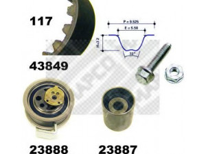 MAPCO 23849 paskirstymo diržo komplektas 
 Techninės priežiūros dalys -> Papildomas remontas