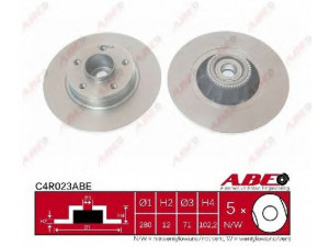 ABE C4R023ABE stabdžių diskas 
 Stabdžių sistema -> Diskinis stabdys -> Stabdžių diskas
4320600QAC, 7701206864, 8200218779