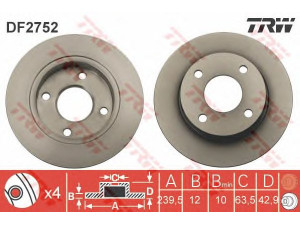 TRW DF2752 stabdžių diskas 
 Dviratė transporto priemonės -> Stabdžių sistema -> Stabdžių diskai / priedai
1006505, 1013581, 1018348, 1019598
