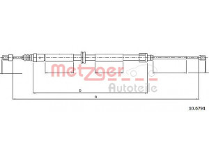 METZGER 10.6794 trosas, stovėjimo stabdys 
 Stabdžių sistema -> Valdymo svirtys/trosai
3640 000 05R