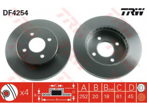 TRW DF4254 stabdžių diskas 
 Stabdžių sistema -> Diskinis stabdys -> Stabdžių diskas
402062N301, 4020662Y01