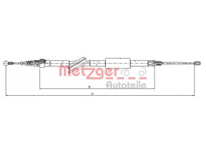 METZGER 10.7561 trosas, stovėjimo stabdys 
 Stabdžių sistema -> Valdymo svirtys/trosai
8N0 609 721G, 8N0 609 721H