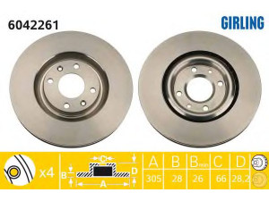 GIRLING 6042261 stabdžių diskas 
 Dviratė transporto priemonės -> Stabdžių sistema -> Stabdžių diskai / priedai
4246T1, 4246V1, 4249G8, 9632105180