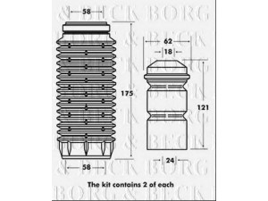 BORG & BECK BPK7059 apsauginio dangtelio komplektas, amortizatorius