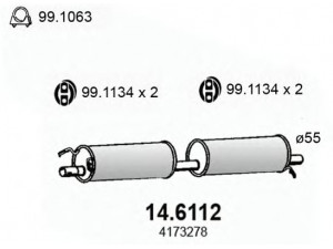 ASSO 14.6112 vidurinis duslintuvas 
 Išmetimo sistema -> Duslintuvas
1518335, 1523589, 4042093, 4091831