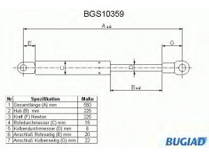 BUGIAD BGS10359 dujinė spyruoklė, gaubtas 
 Kėbulas -> Dujinės spyruoklės
9250333, 9270240