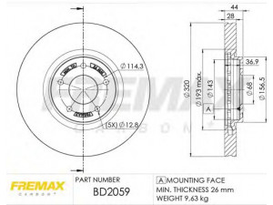 FREMAX BD-2059 stabdžių diskas 
 Stabdžių sistema -> Diskinis stabdys -> Stabdžių diskas
40206ET01A, 402066JY01A, 40206JY01A