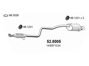 ASSO 52.8005 vidurinis / galinis duslintuvas 
 Išmetimo sistema -> Duslintuvas
1430071C32, 1430071C33, 1430071C34