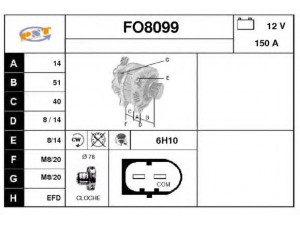 SNRA FO8099 kintamosios srovės generatorius
1420871, 6G9N10300UA, 6G9N10300UB