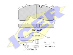 ICER 151629 stabdžių trinkelių rinkinys, diskinis stabdys 
 Techninės priežiūros dalys -> Papildomas remontas
02.031.21.50.0, 05.092.90.04.0