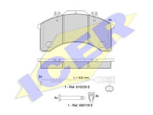 ICER 151042-111 stabdžių trinkelių rinkinys, diskinis stabdys 
 Techninės priežiūros dalys -> Papildomas remontas
190 6170, 485 691 1