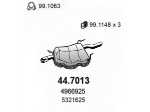 ASSO 44.7013 galinis duslintuvas 
 Išmetimo sistema -> Duslintuvas
4751715, 4753752, 4965240, 4966925