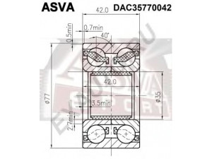 ASVA DAC35770042 rato guolis 
 Ašies montavimas/vairavimo mechanizmas/ratai -> Rato stebulė/montavimas -> Rato guolis