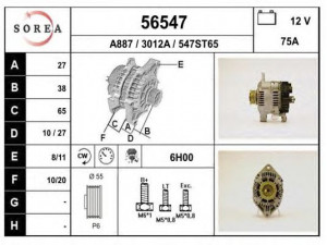 EAI 56547 kintamosios srovės generatorius 
 Elektros įranga -> Kint. sr. generatorius/dalys -> Kintamosios srovės generatorius
FMR8107040, 7700861496, 7701499604