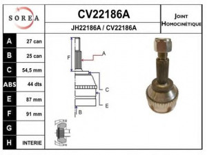 EAI CV22186AK jungčių komplektas, kardaninis velenas 
 Ratų pavara -> Sujungimai/komplektas