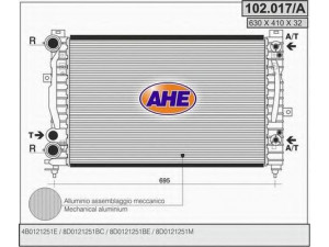 AHE 102.017/A radiatorius, variklio aušinimas 
 Aušinimo sistema -> Radiatorius/alyvos aušintuvas -> Radiatorius/dalys
8D0121251M